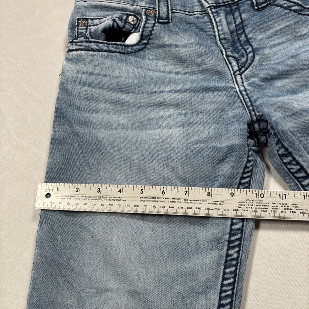 True Religion Jeans Men 30 Blue Geno Relaxed Slim Fit Horseshoe Stitch Denim